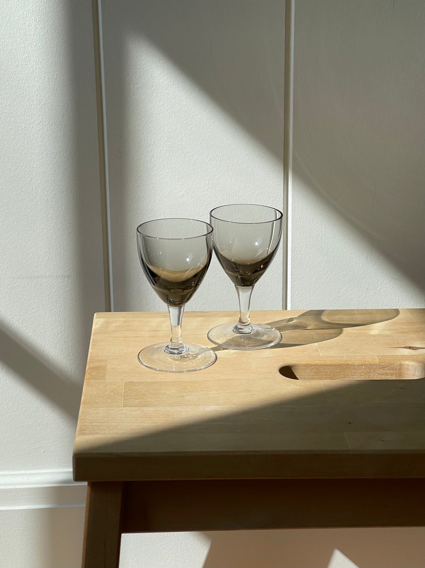vintage, crystal smoked stemware set
