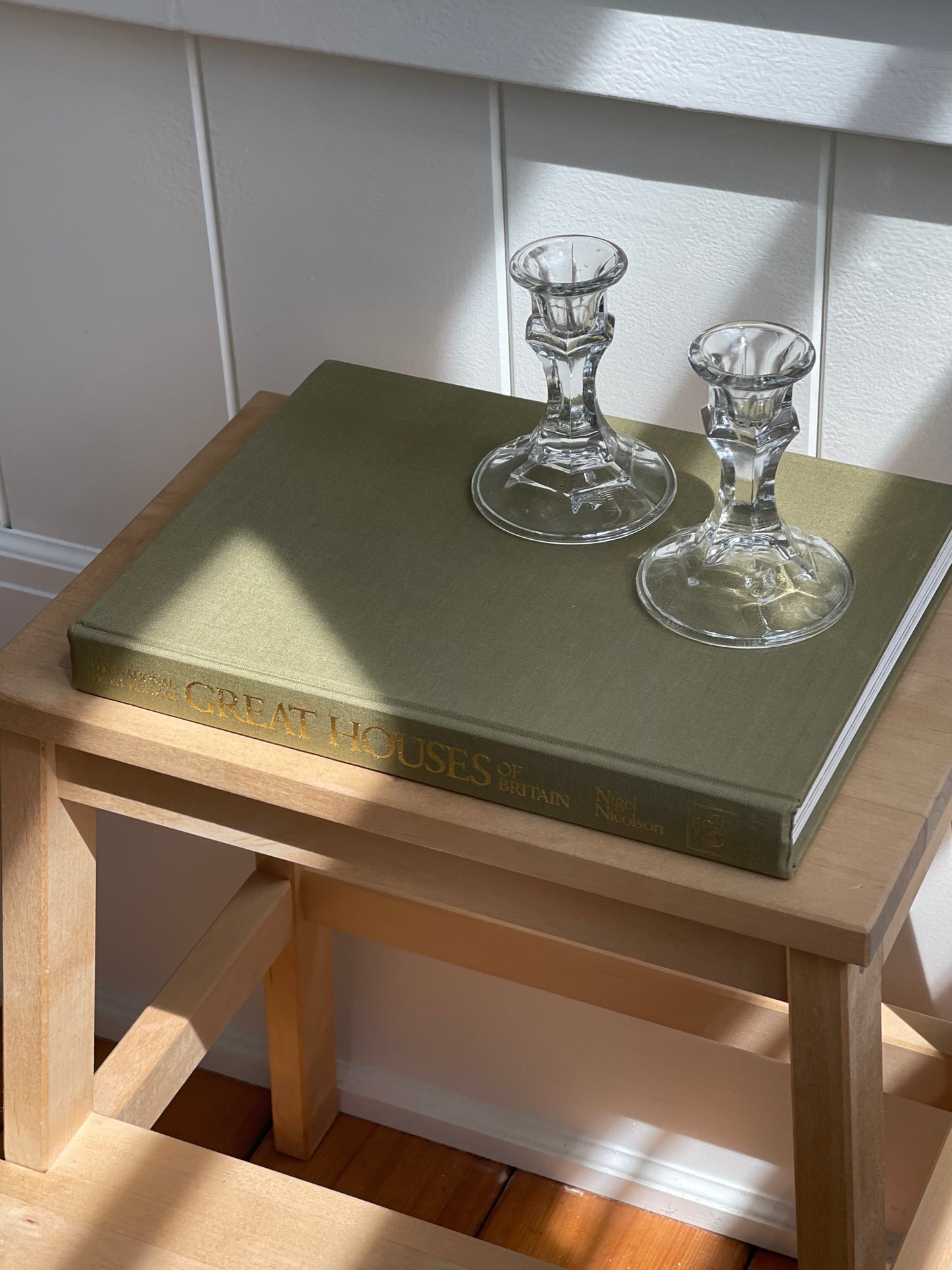 vintage, mod glass candlestick-holders