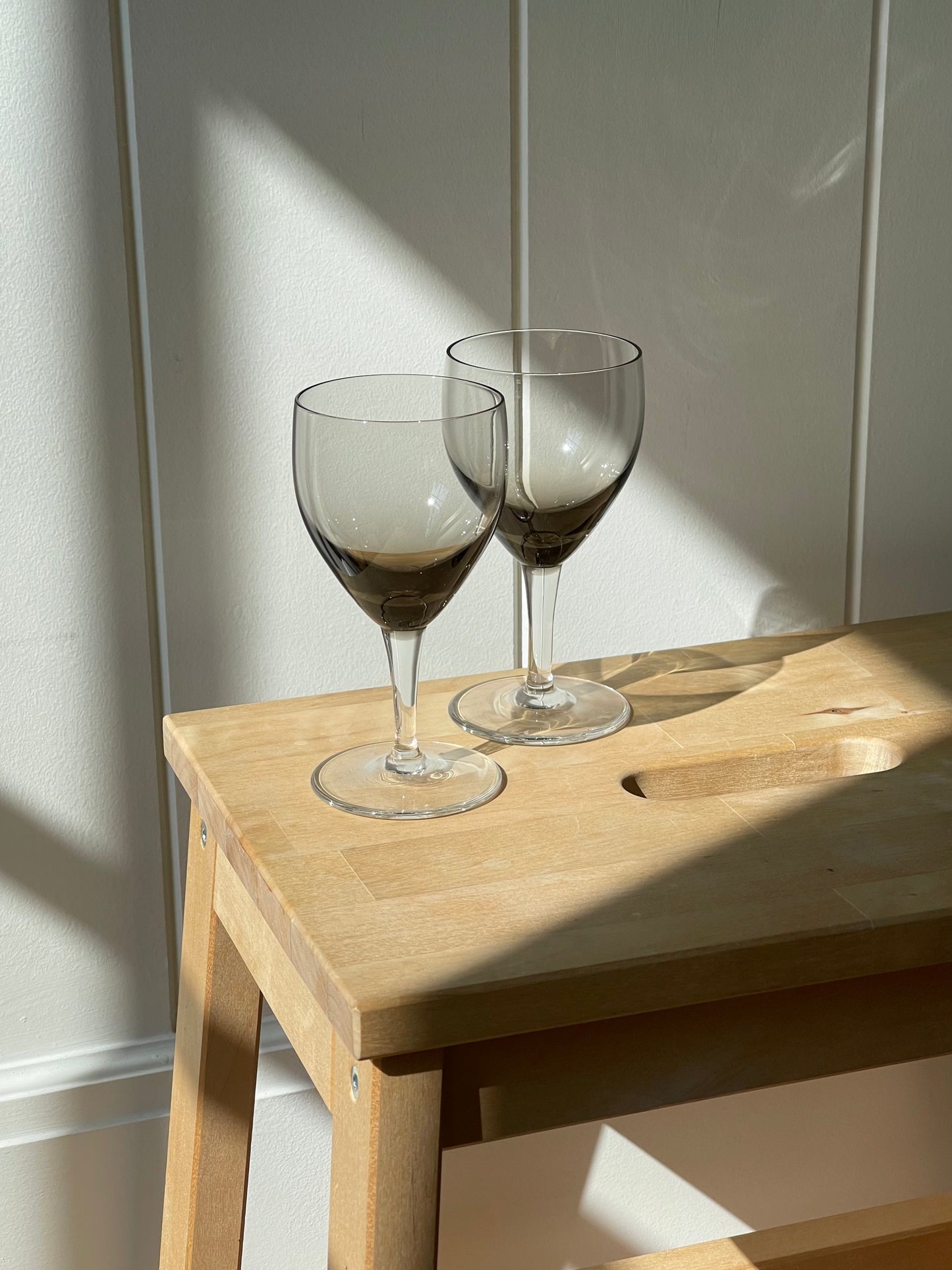 vintage, crystal smoked stemware set