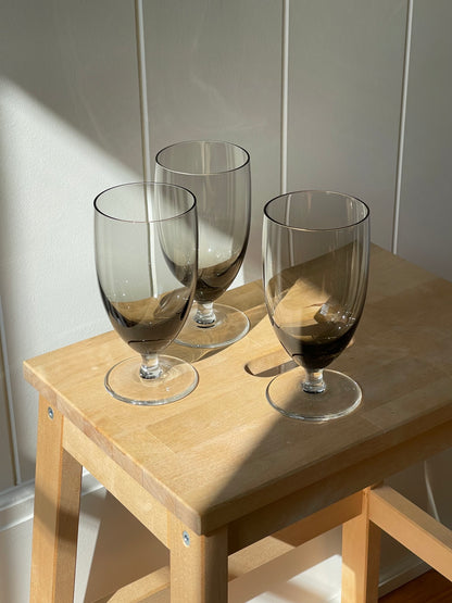 vintage, crystal smoked stemware set