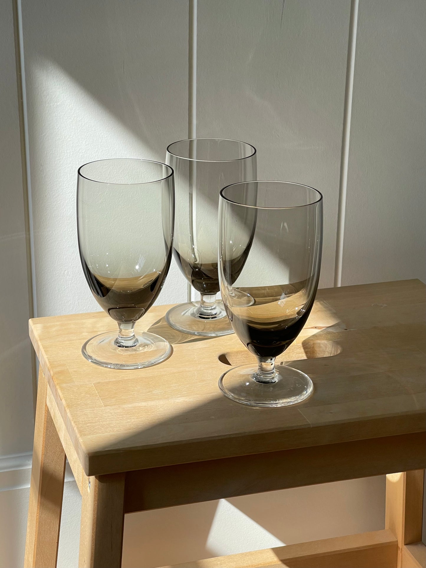 vintage, crystal smoked stemware set