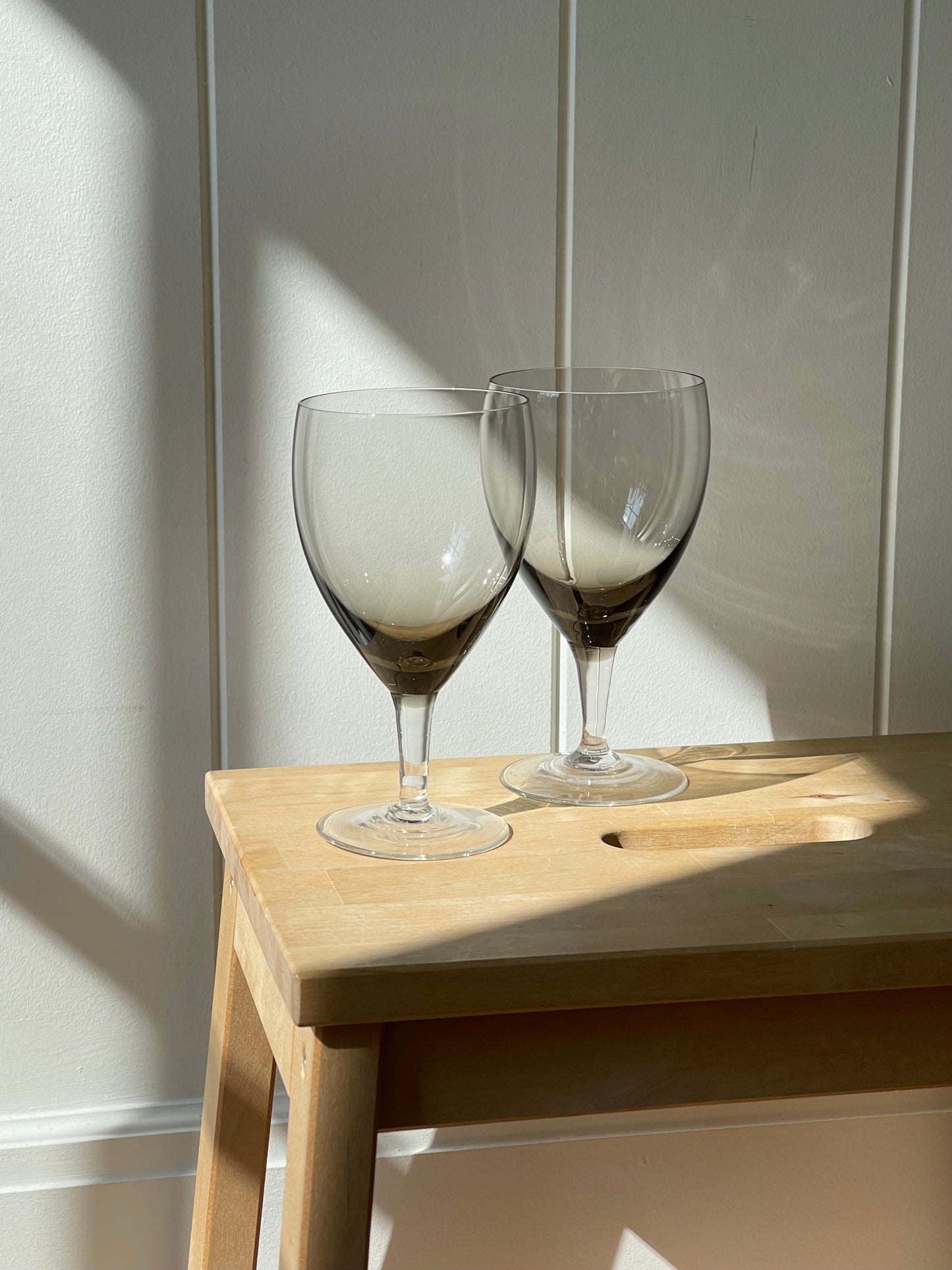 vintage, crystal smoked stemware set