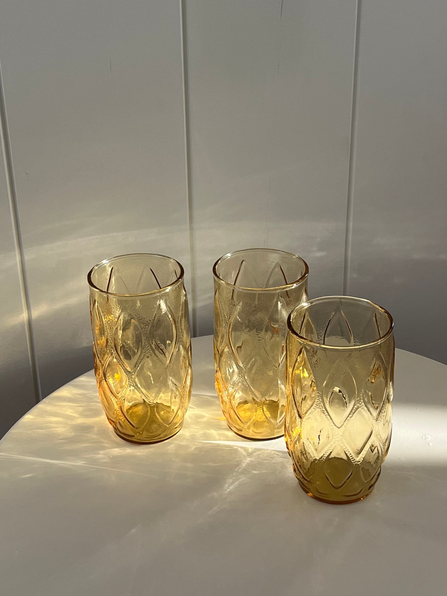 vintage amber highball set