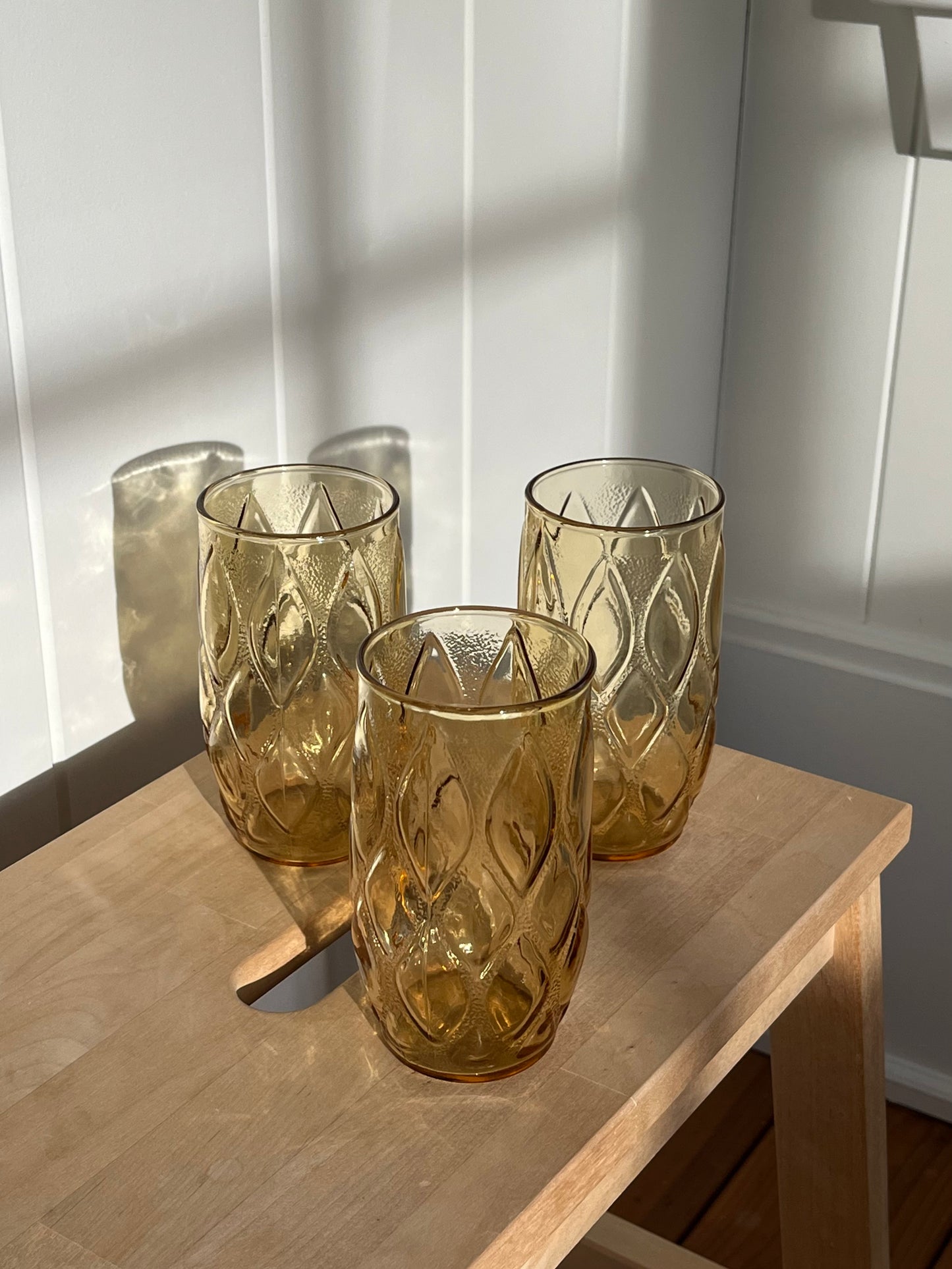 vintage amber highball set