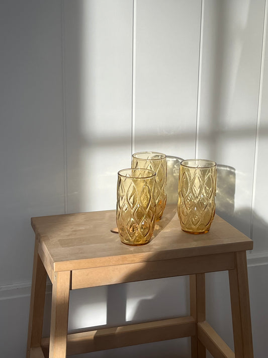 vintage amber highball set